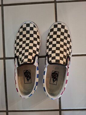 Vans Slip-On Glitter Check Multi-Color - Size 7.5 Women/6 Men - Narrow feet